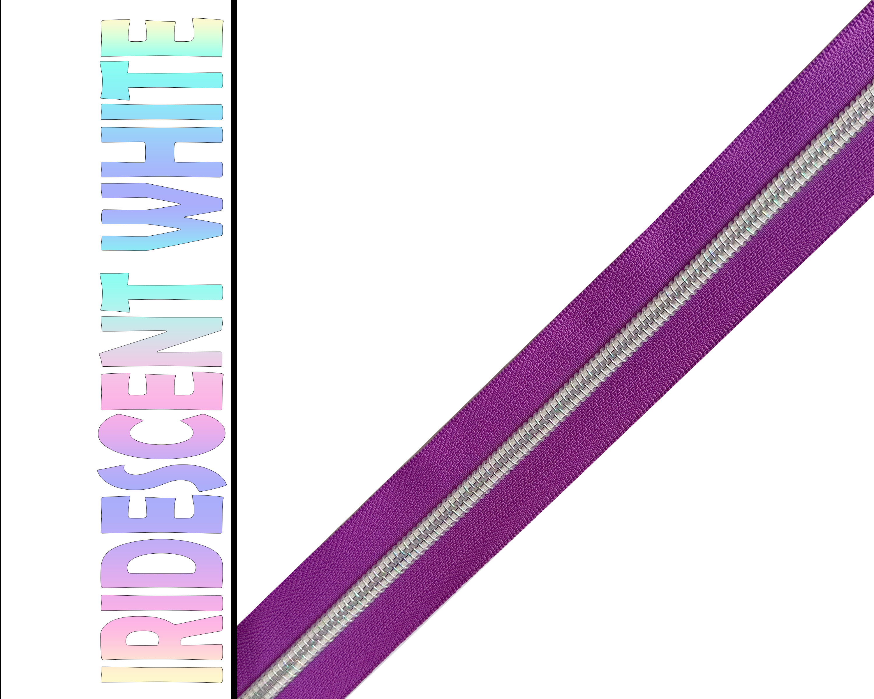 Purple Zipper Tape, Size 5 Nylon Coil with various coloured teeth