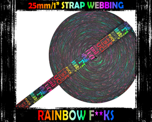 25mm Rainbow Sweary F**ks Webbing Straps for Bag Making
