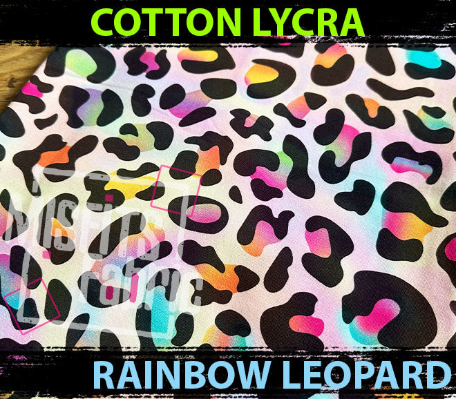 Cotton Lycra - Rainbow Leopard