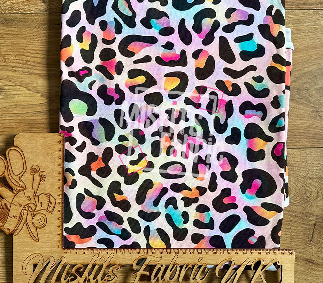 Cotton Lycra - Rainbow Leopard
