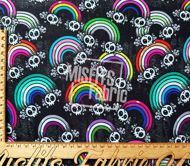 Bamboo Lycra - Rainbow Skulls