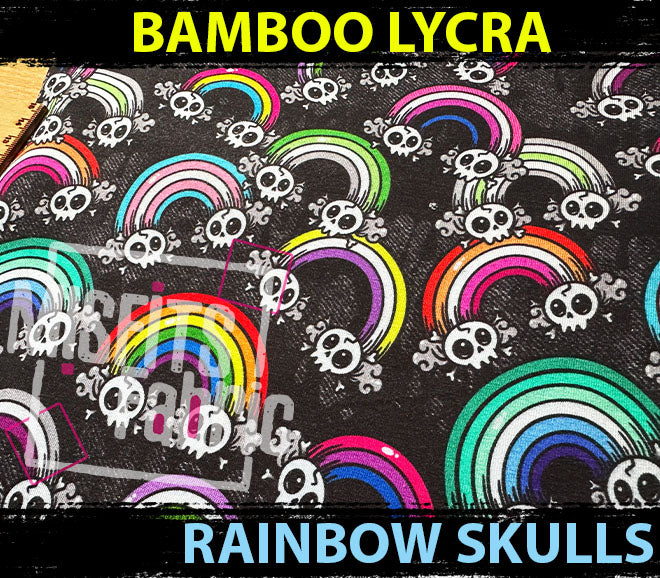 Bamboo Lycra - Rainbow Skulls