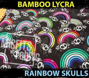 Bamboo Lycra - Rainbow Skulls