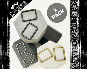 25mm Rectangle Rings for Bag Making, 2 pack, Metal Loop fittings for 1" webbing straps, Bag Hardware