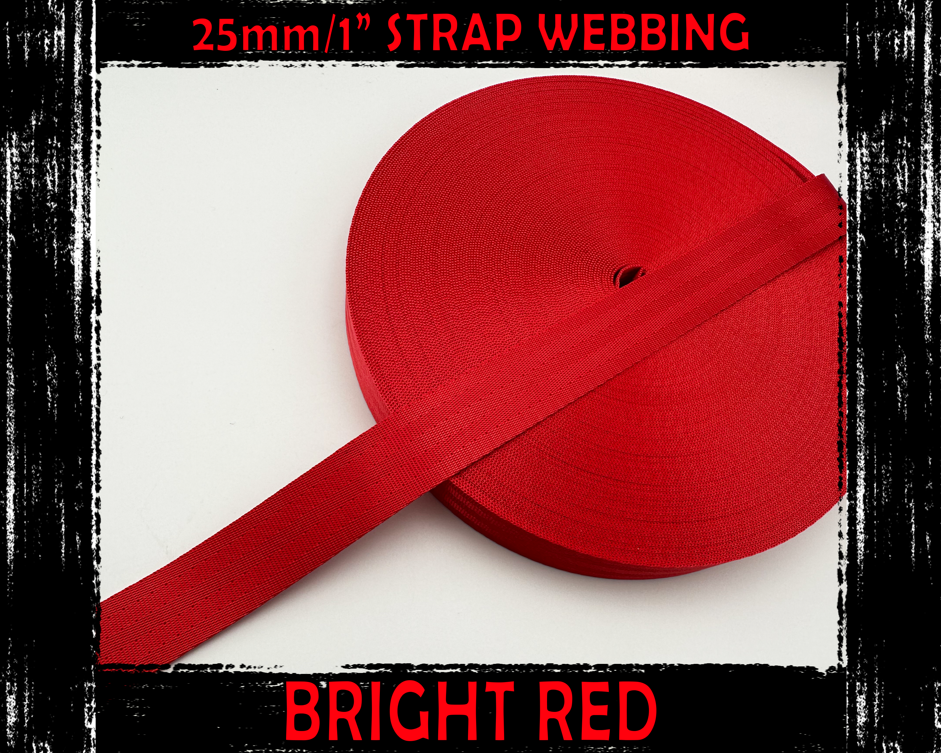 25mm Red Webbing Strap, 2.5cm/1" wide, Bag Making Hardware Supplies