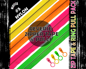 REVERSE Neon Zipper Tape & Ring Pull Packs. #5 nylon
