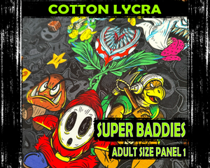 Cotton Lycra, Super Baddies Panel 1, Adult Size