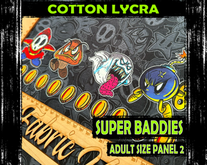 Cotton Lycra, Super Baddies Panel 2, Adult Size