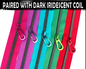 Teardrop Zipper Pulls in 5 Bright Colours. Bag making hardware for size 5 Nylon Zip Tape