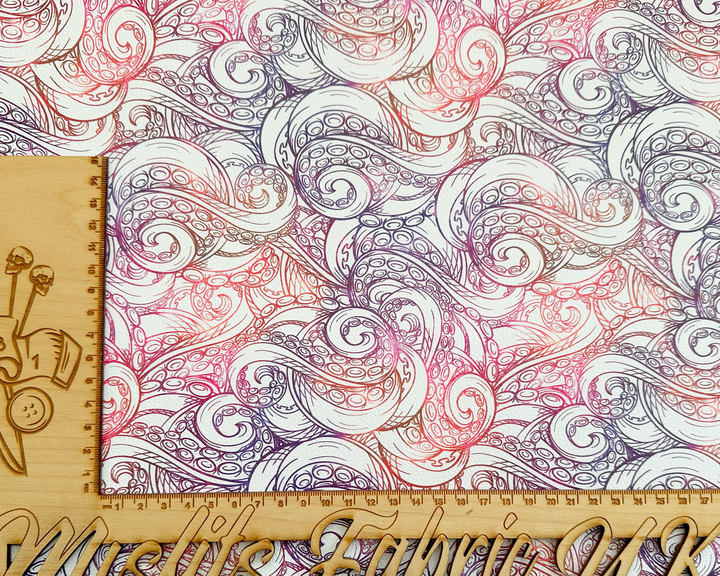 Textured Vinyl -  Tentacles, Octopus Print. Purple & Orange design.