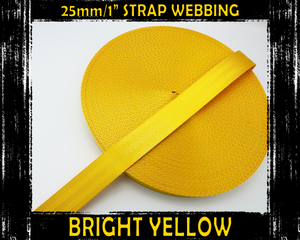 25mm Bright Yellow Webbing Strap, 2.5cm/1" wide, Bag Making Hardware Supplies