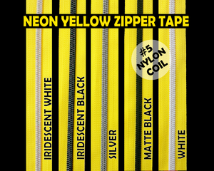 Neon Yellow Nylon Zipper Tape, Size 5