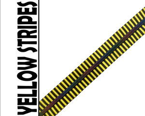 Neon and Black Striped Nylon Zipper Tape with Dark Rainbow Teeth. Size 5