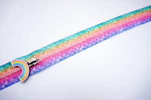 Pastel Mermaid Scale Zipper Tape with pink Teeth, #5 nylon zips