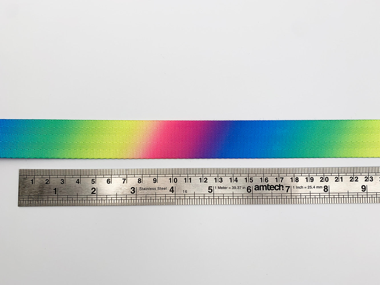 Bright Rainbow Ombre Nylon Webbing, Bag Straps, 2.5cm (1") wide
