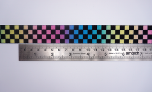 Black Checked, Rainbow Printed Nylon Webbing, Bag Straps, 2.5cm (1") wide