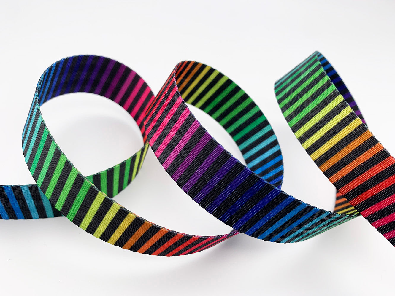 Rainbow Stripes Nylon Webbing, Bag Straps, 2.5cm (1") wide