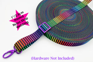 Rainbow Stripes Nylon Webbing, Bag Straps, 2.5cm (1") wide