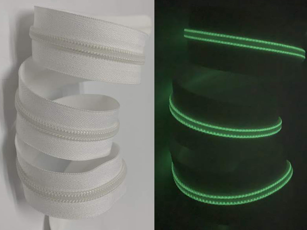 Glow in the Dark zipper tape, for #5 nylon zips