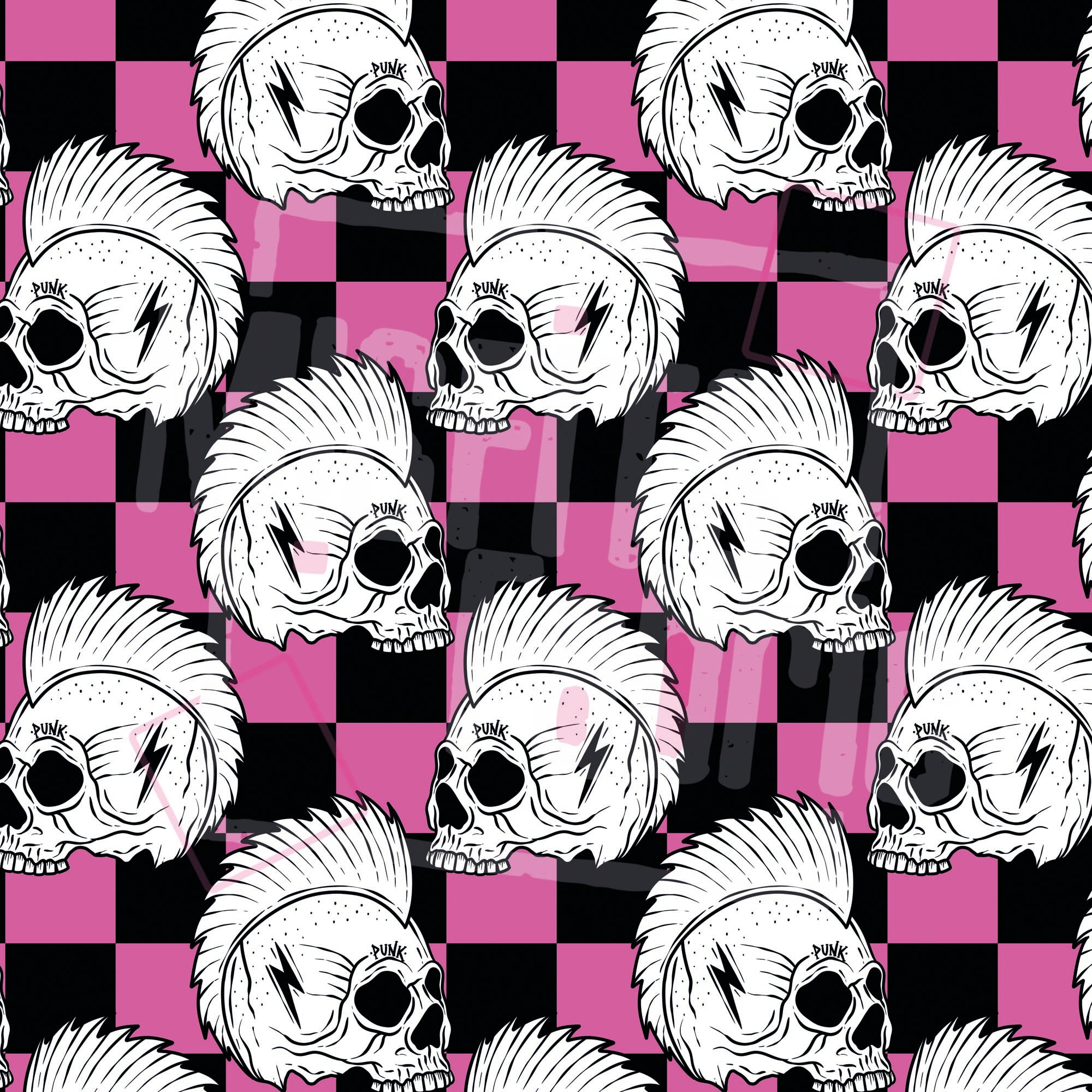 Punk Skulls - PINK CHECK