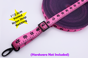 Pink Measuring Tape Print Webbing, Bag Straps, 2.5cm (1") wide