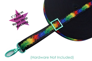 Rainbow Paint Splatter Nylon Webbing, Bag Straps, 2.5cm (1") wide,