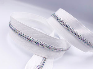 Arctic Ice Zipper Tape - White, for #5 nylon zips