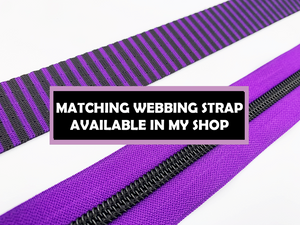 Purple Zipper Tape with Black Teeth, #5 nylon zips